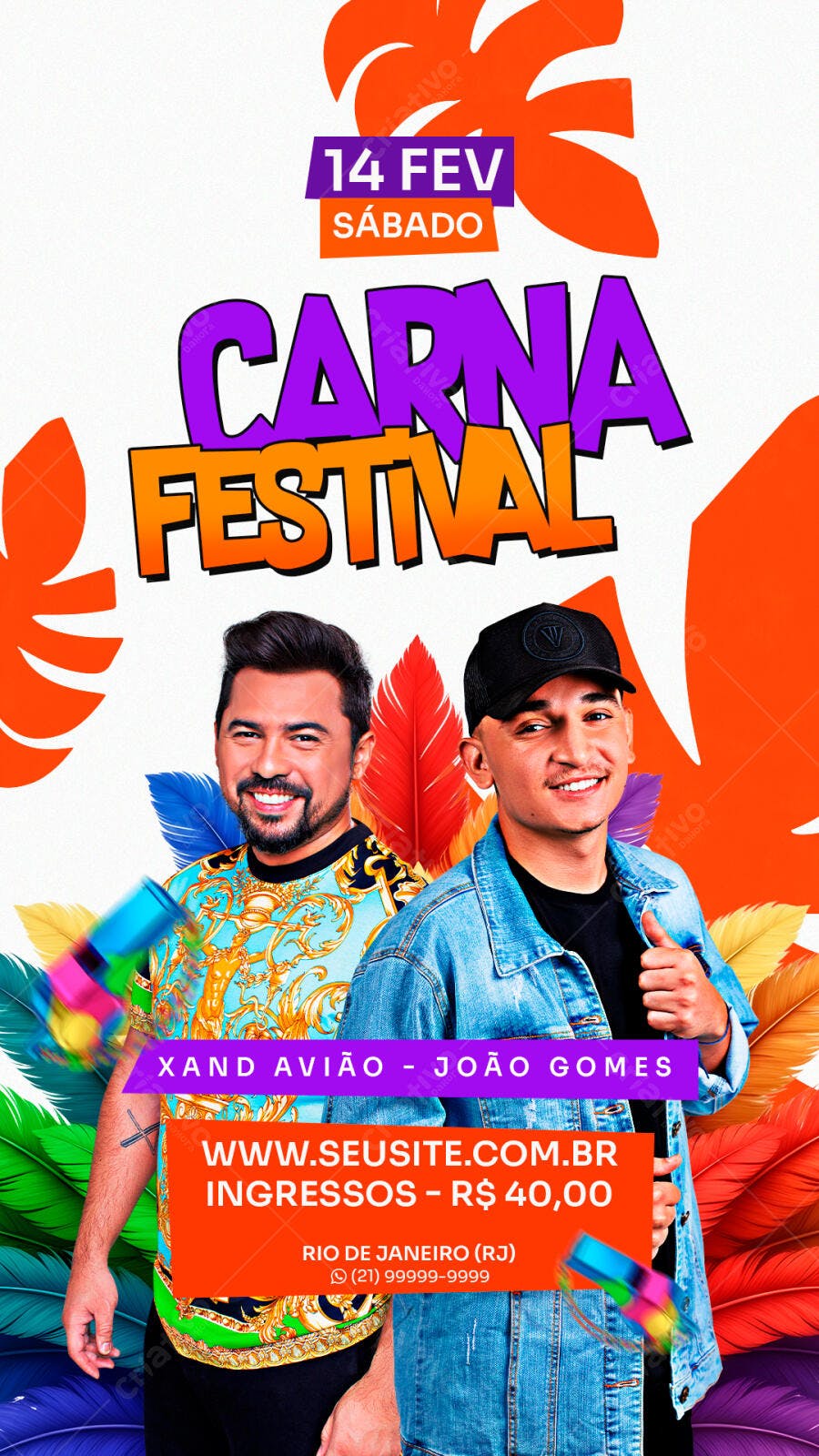 Flyer Carna Festival com Xand Avião e João Gomes PSD Editável