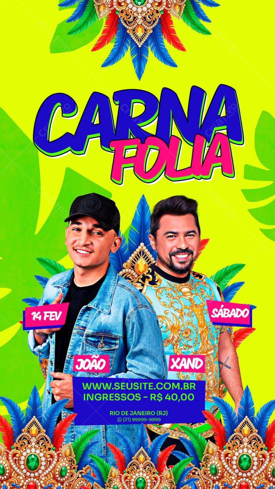 Flyer Carnafolia com Artistas João e Xand PSD Editável