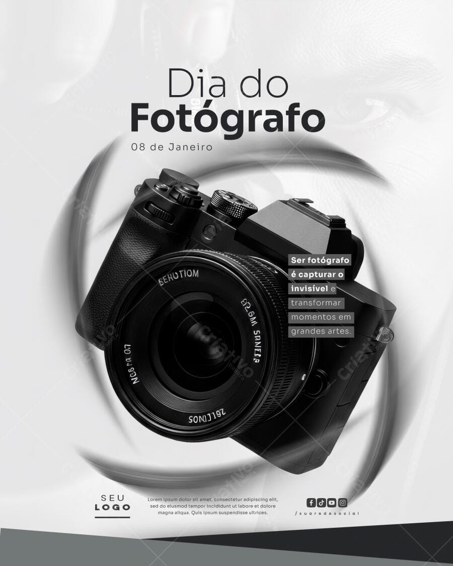 Flyer Dia do Fotógrafo 08 de Janeiro PSD Editável
