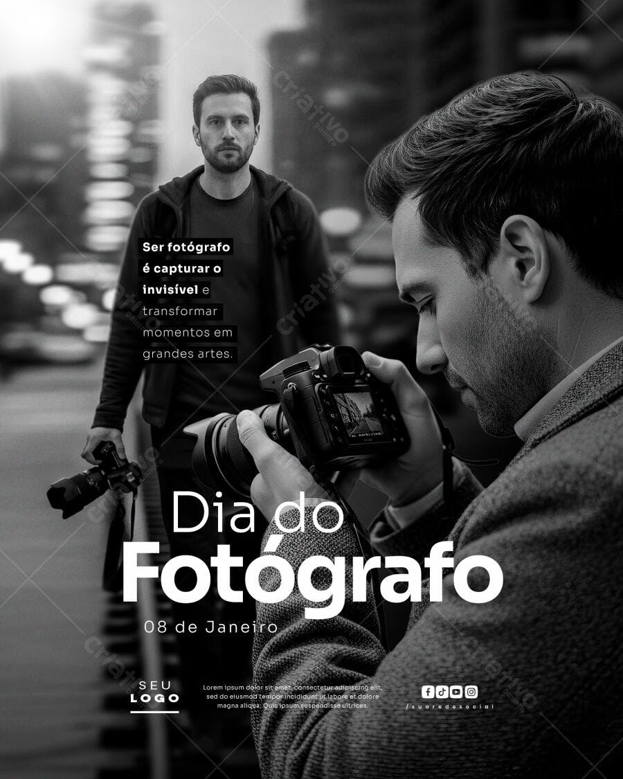 Flyer para Dia do Fotógrafo 08 de Janeiro PSD Editável