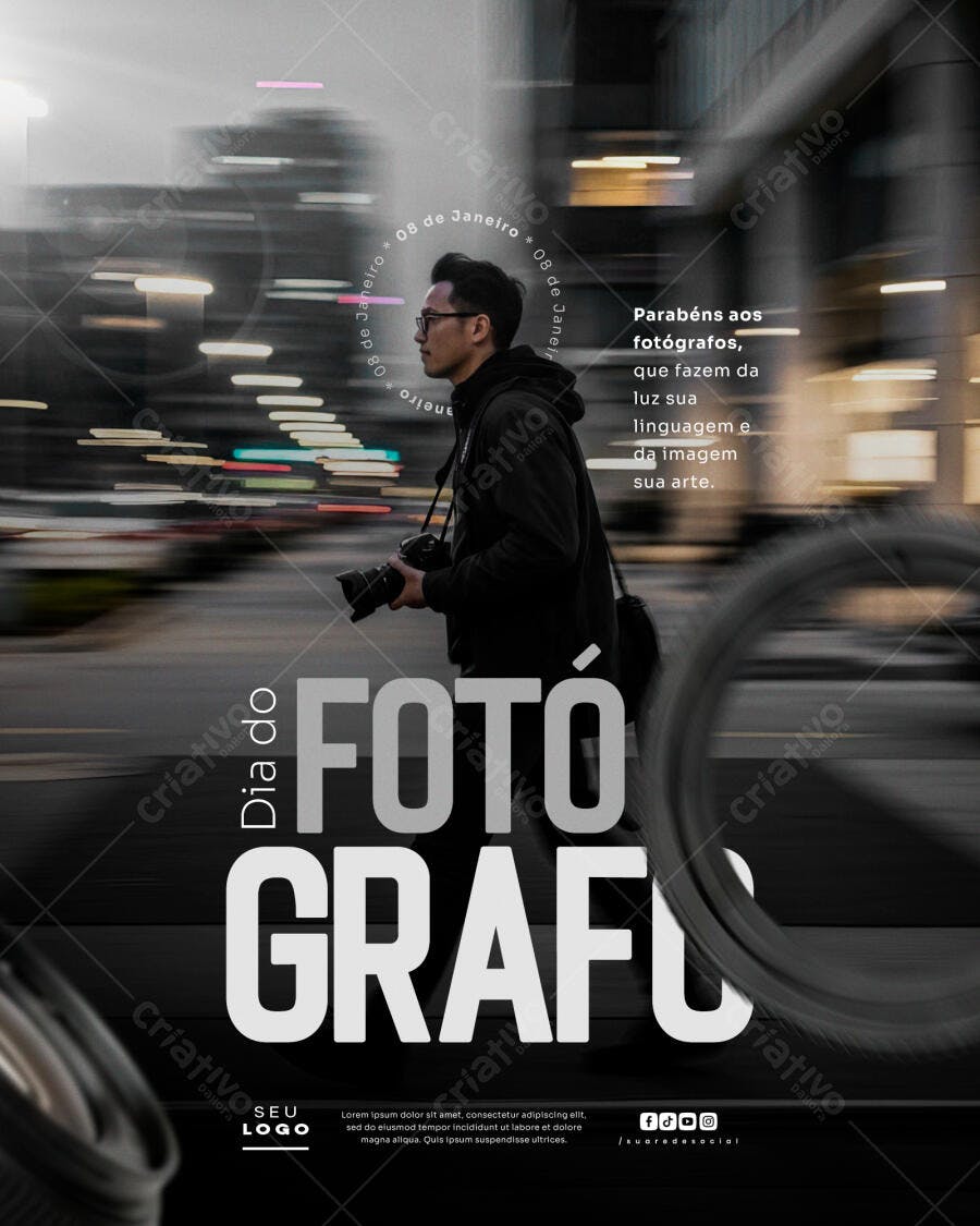 Flyer Dia do Fotógrafo 08 de Janeiro PSD Editável
