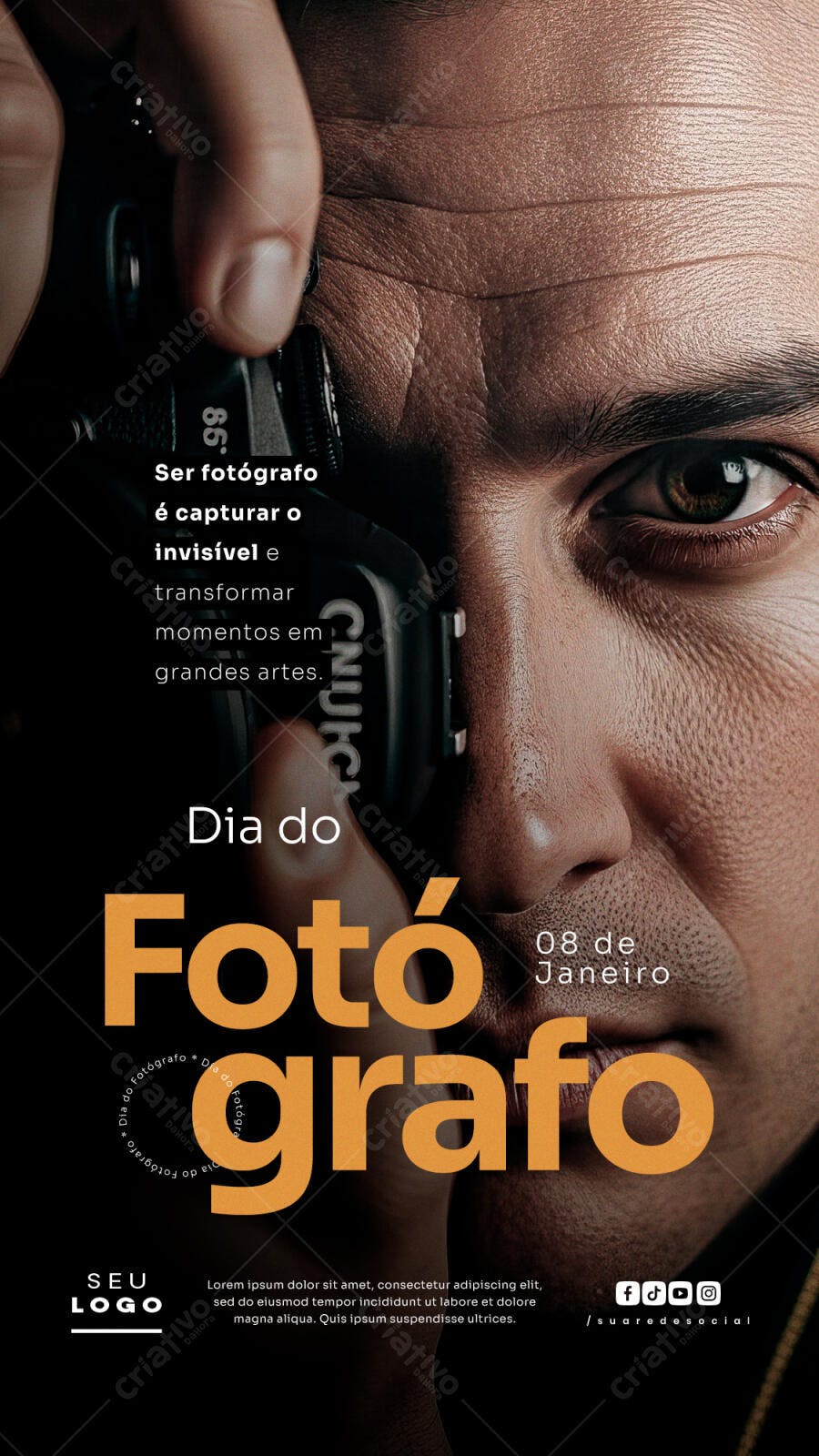 Flyer Dia do Fotógrafo 08 de Janeiro PSD Editável