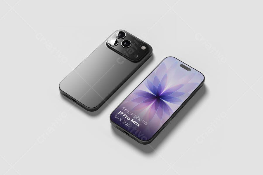 Mockup Smartphone Moderno Realista Cinza para Apresentação de Apps UI/UX
