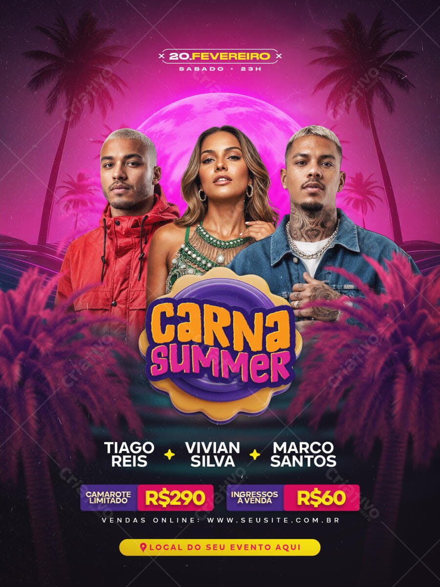 Flyer de Evento Carna Summer PSD Editável