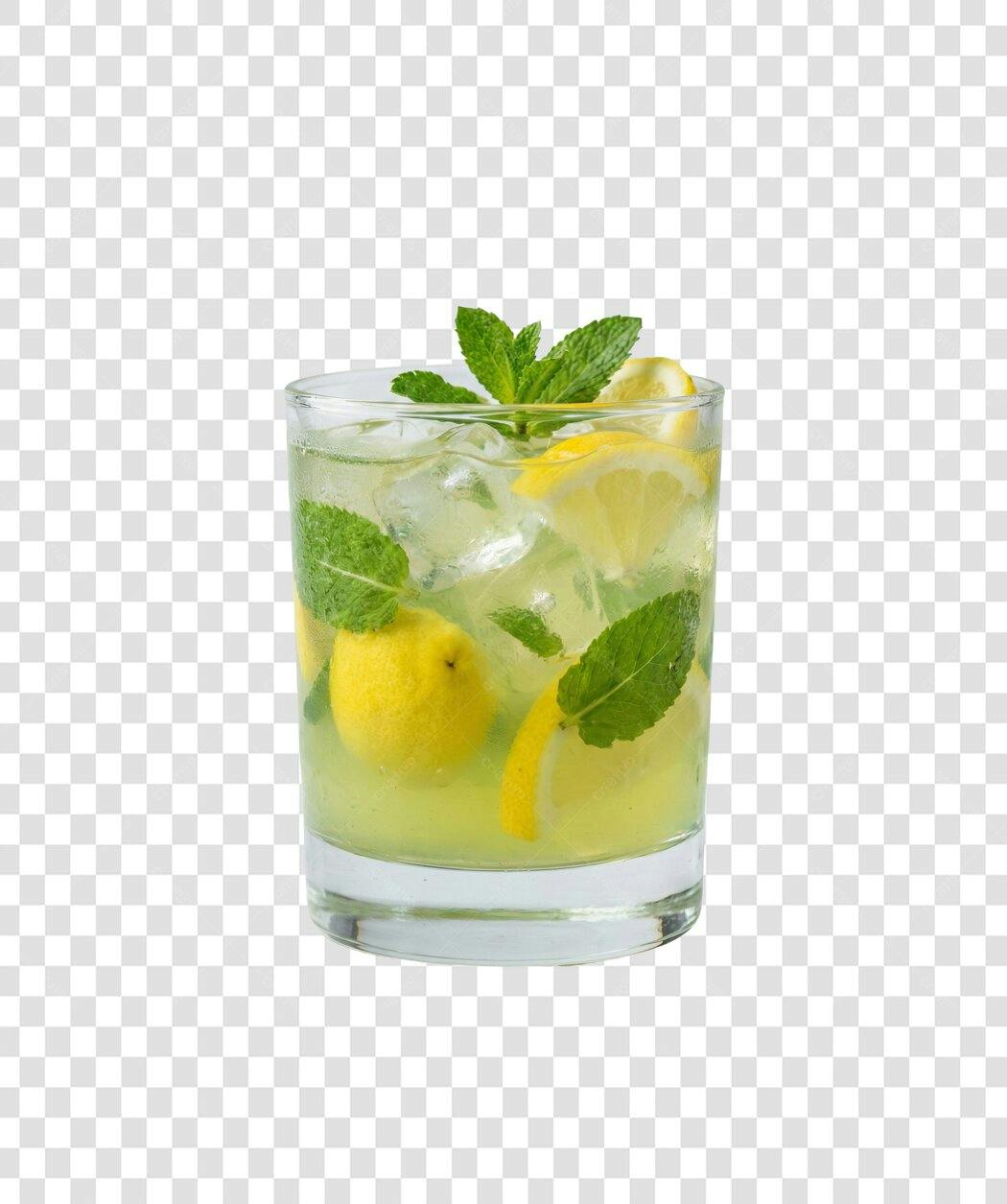 Caipirinha Gelo Hortelã Amarelo Verde PNG com fundo transparente