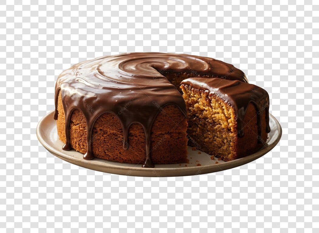 Bolo de Chocolate com Fatia para Aniversários Sobremesas PNG com fundo transparente