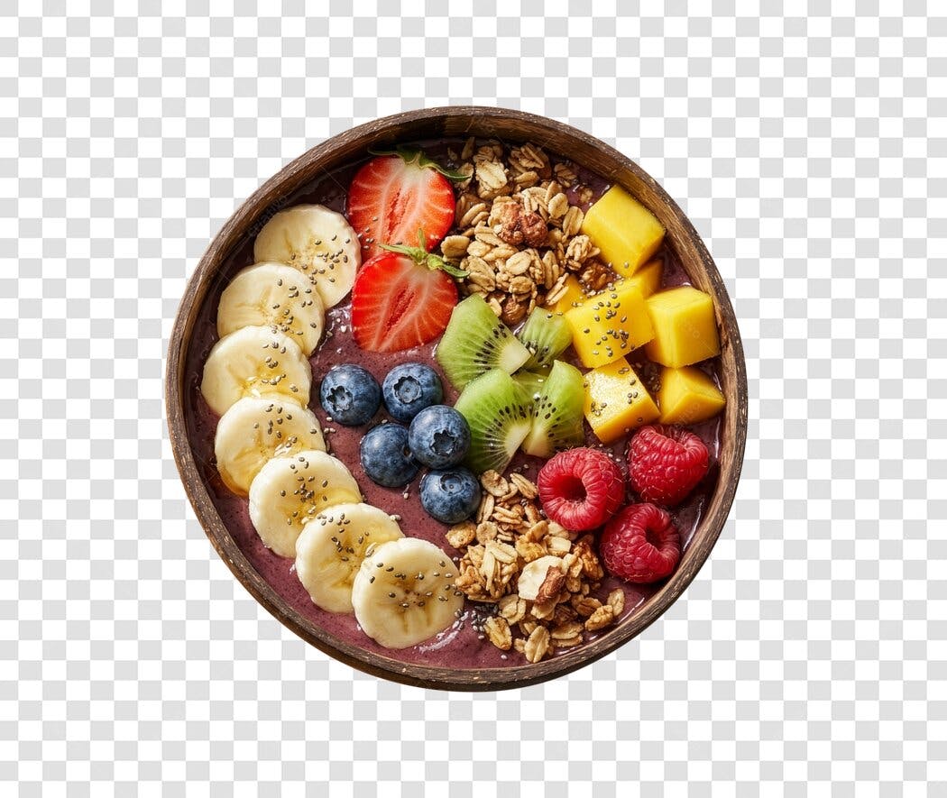 Post Instagram Tigela de Açaí Frutas Frescas Granola PNG com fundo transparente