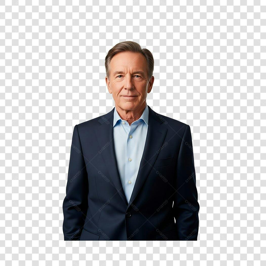 Retrato homem de negócios executivo terno azul marinho PNG com fundo transparente