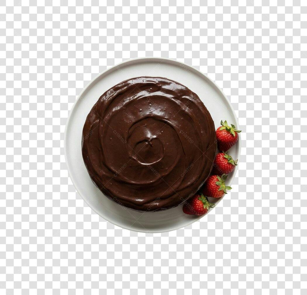 Bolo de Chocolate com Morangos Delicioso PNG com fundo transparente