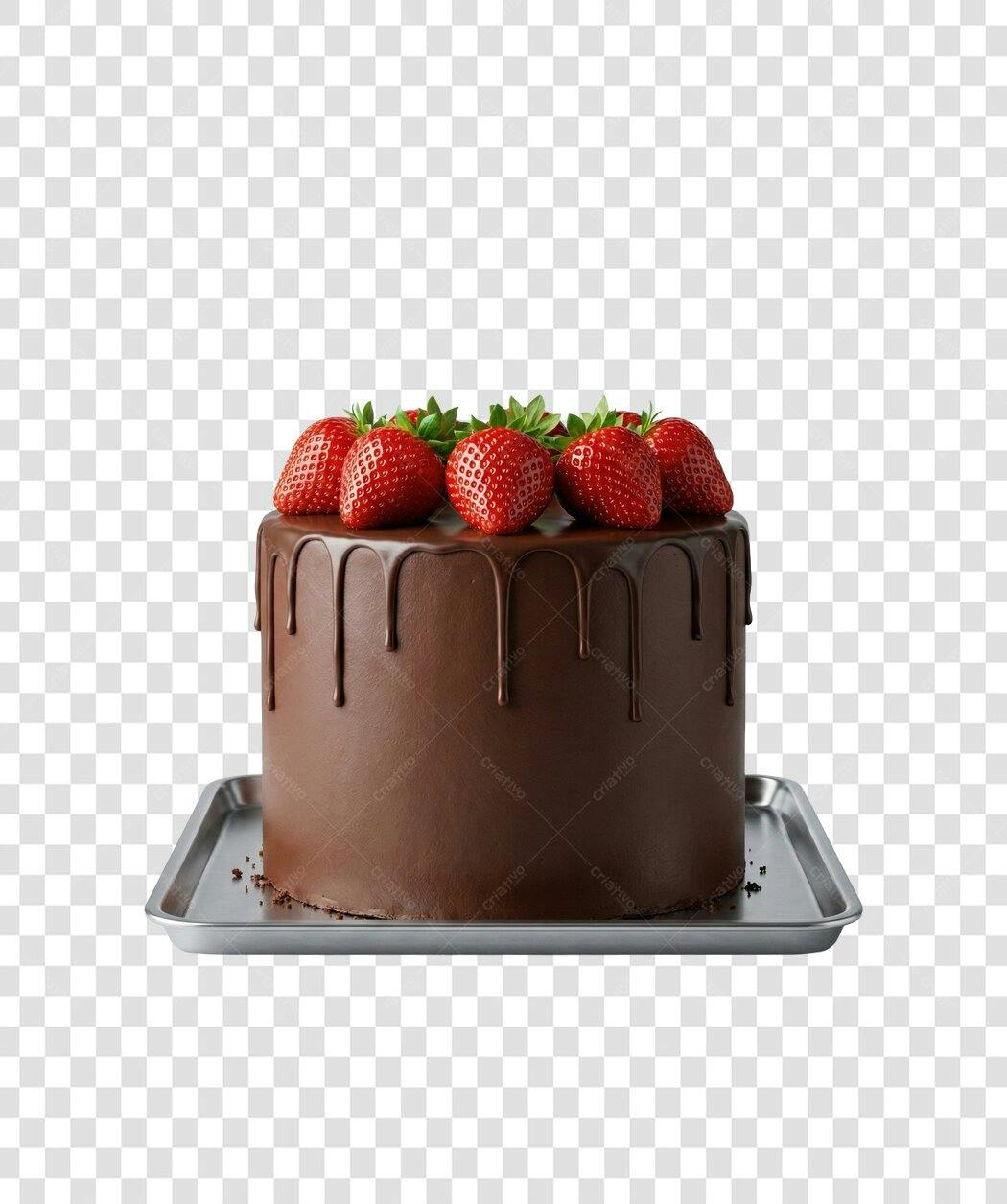 Bolo de Chocolate com Morangos para Celebração PNG com fundo transparente
