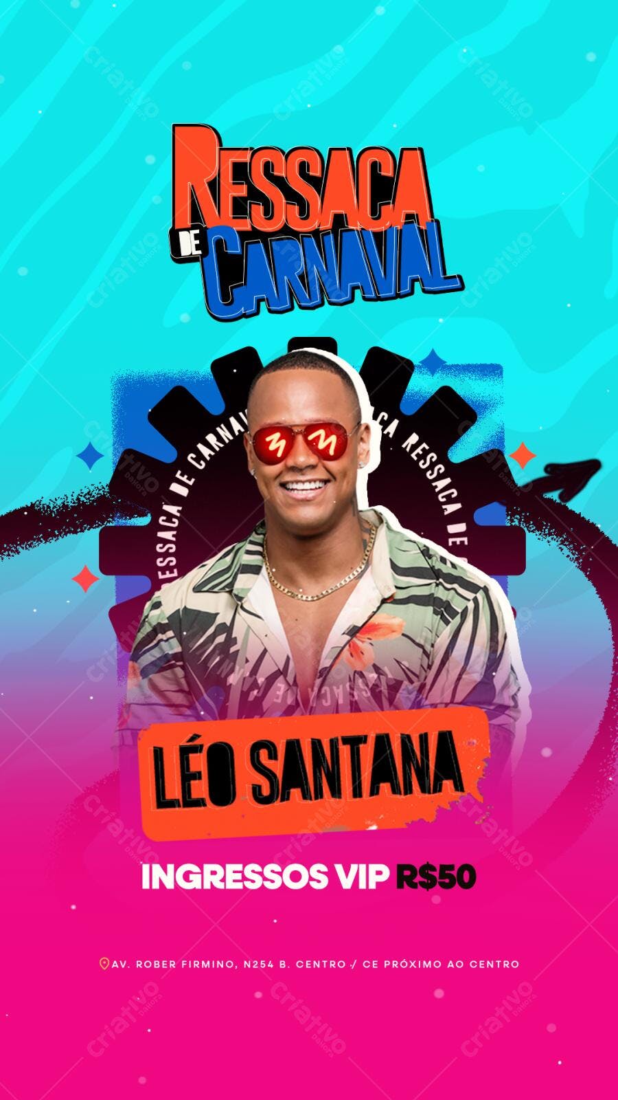Flyer Ressaca de Carnaval com Léo Santana PSD Editável