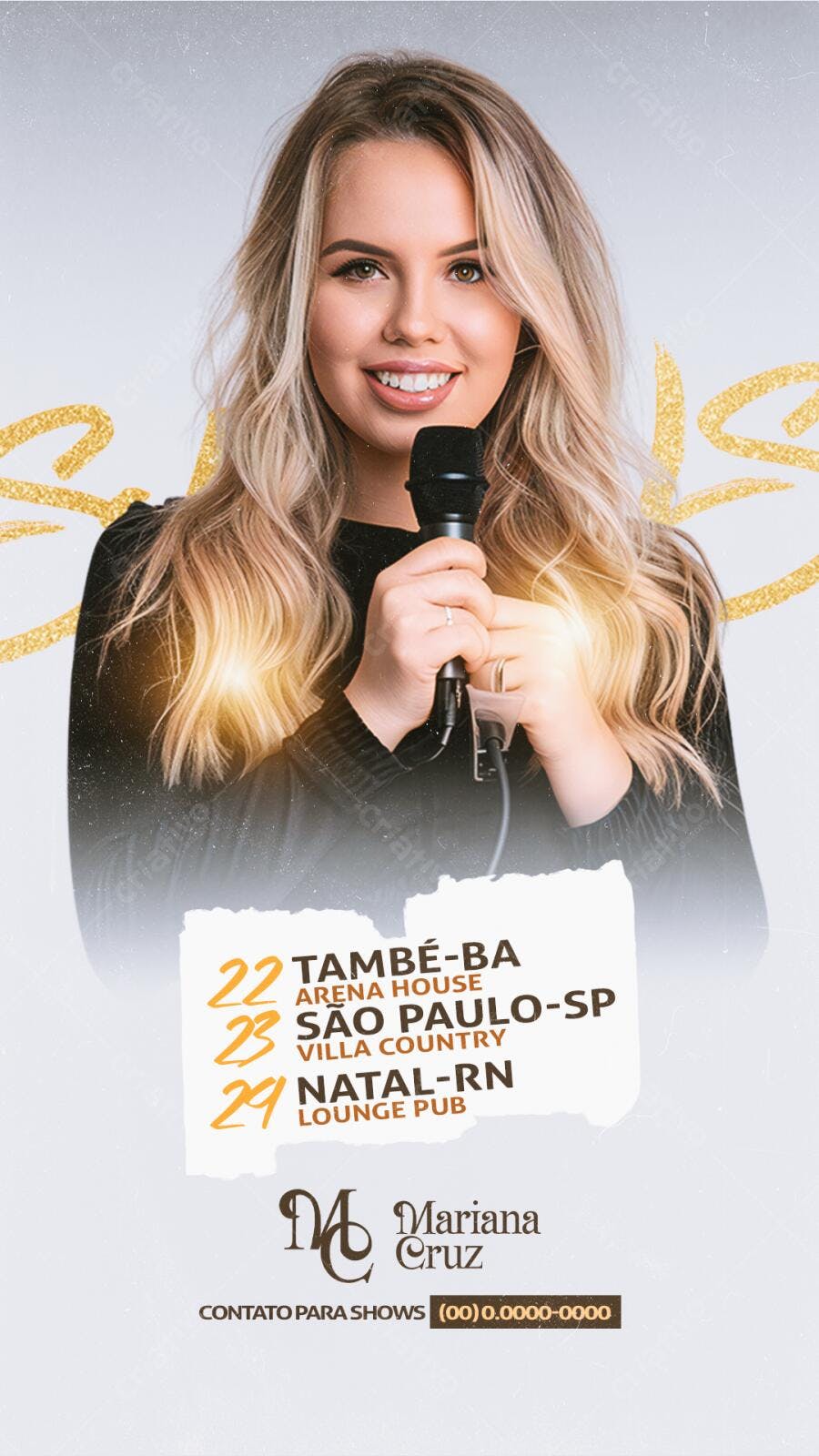 Flyer Agenda de Shows Cantora Mariana Cruz PSD Editável