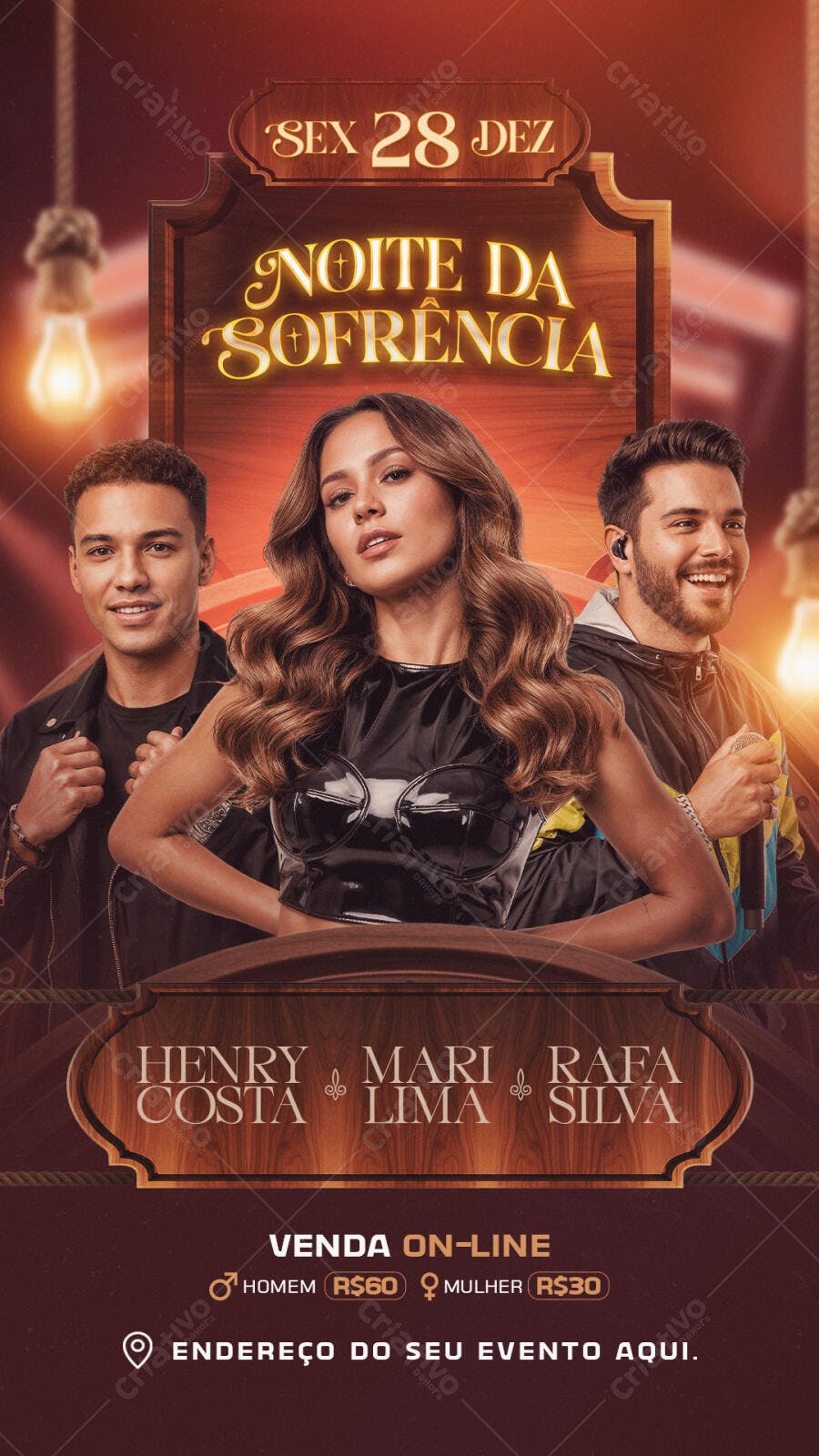 Flyer para Noite da Sofrência Sertaneja PSD Editável