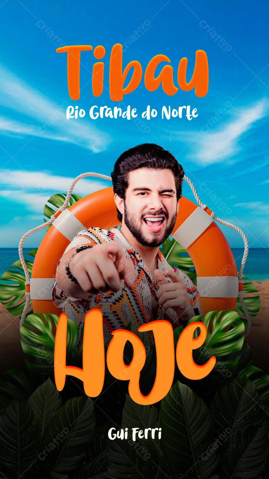 Flyer de Evento Tibau Rio Grande do Norte Hoje com Gui Ferri PSD Editável