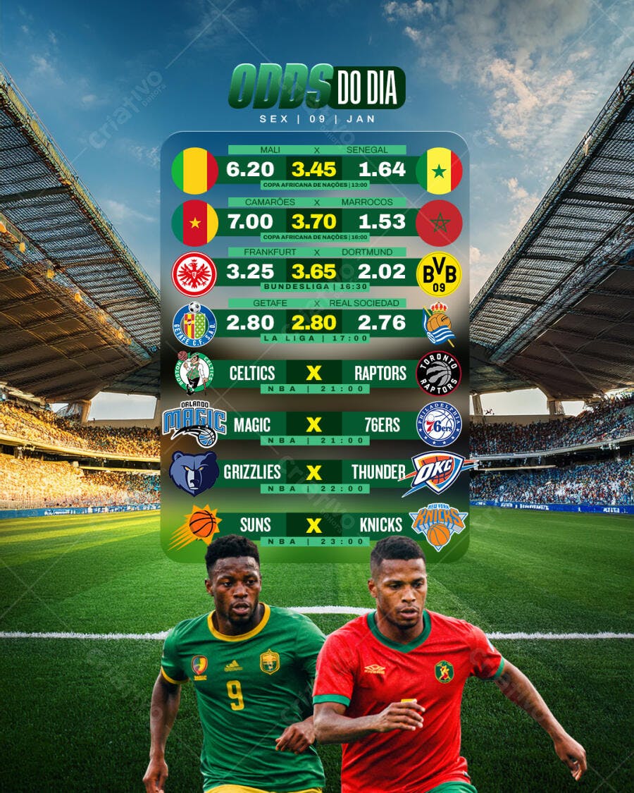 Flyer Odds do Dia Futebol e NBA PSD Editável