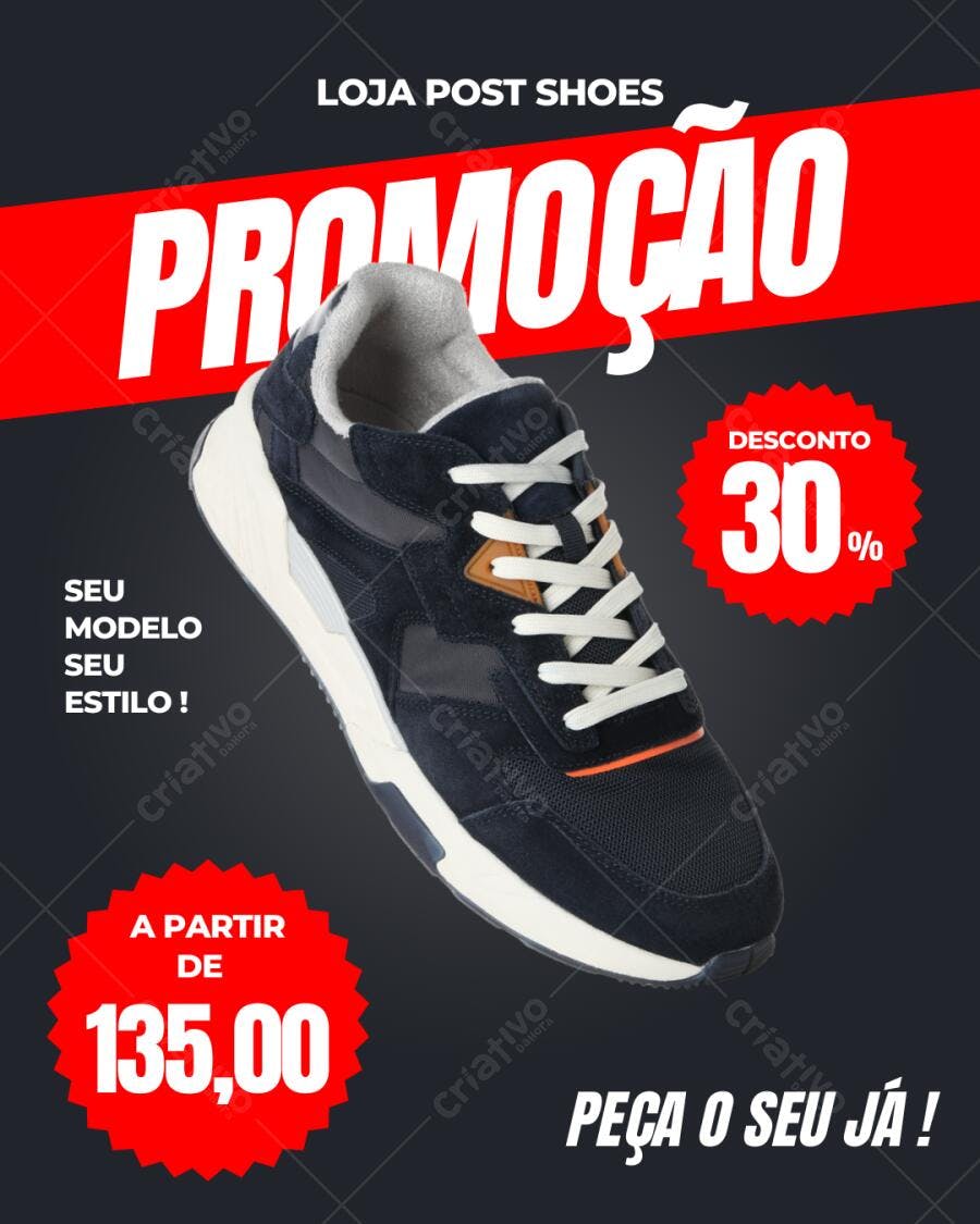 Post Instagram Promoção de Tênis Masculino Azul Moderno Editável no Canva