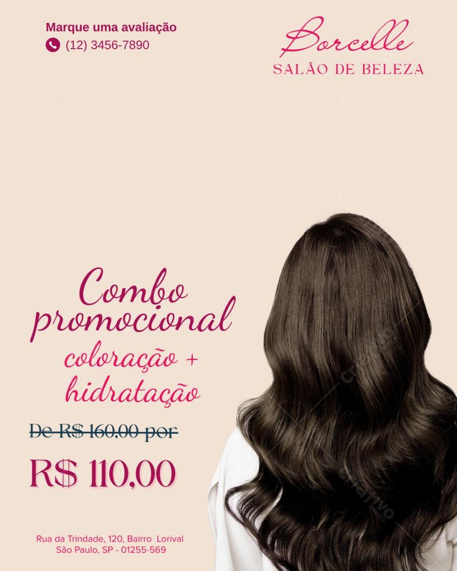 Post Instagram Salão de Beleza Combo Coloração Hidratação Editável no Canva
