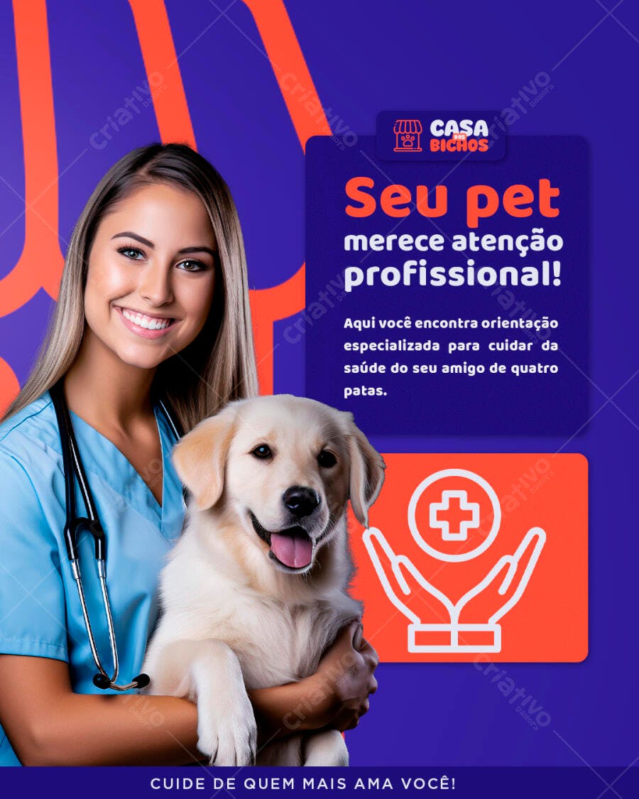 Flyer Veterinária e Pet Shop Casa dos Bichos PSD Editável
