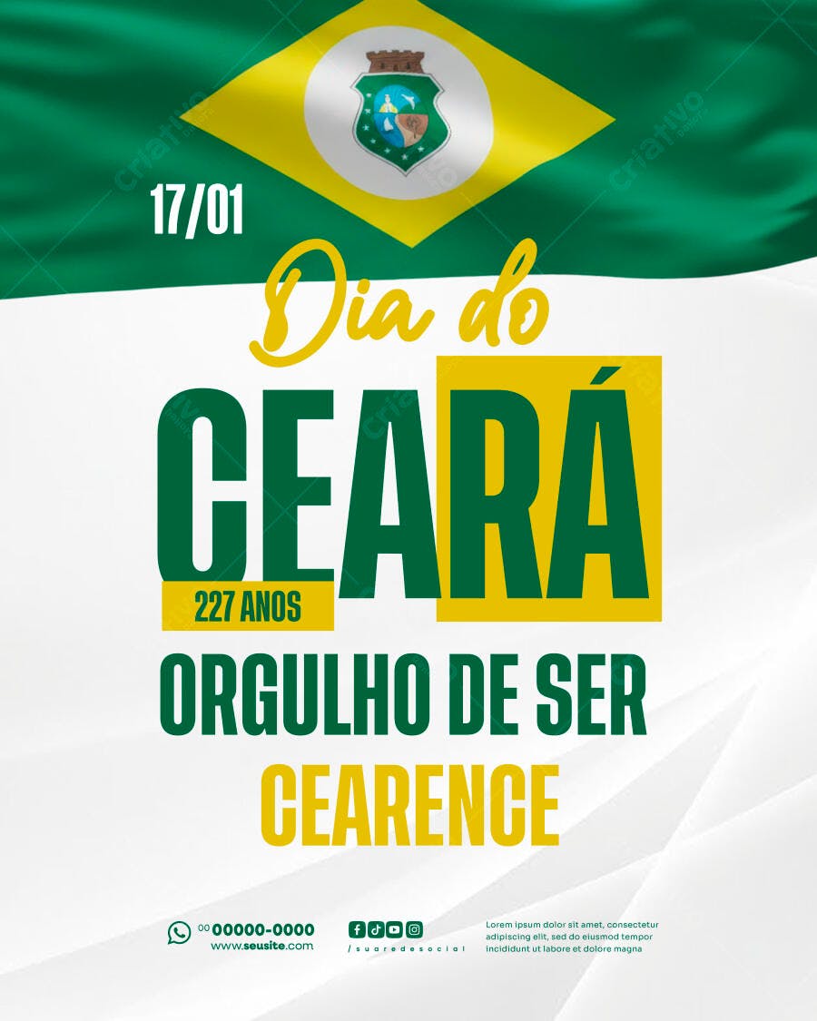 Flyer Dia do Ceará Orgulho de Ser Cearense PSD Editável