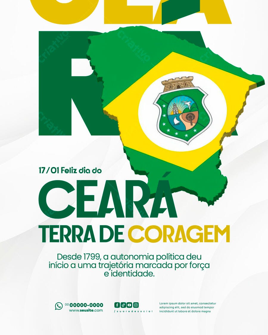 Flyer Dia do Ceará Terra de Coragem PSD Editável