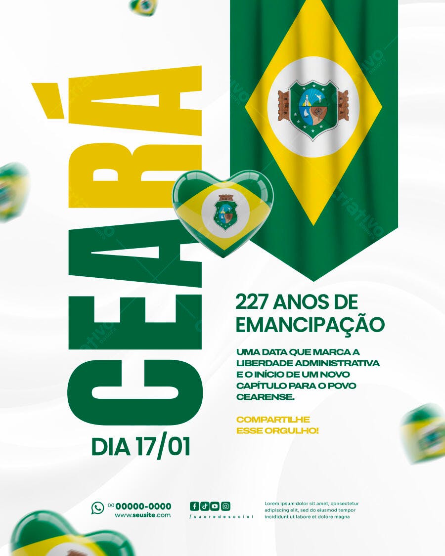 Flyer Ceará Emancipação 227 Anos Dia 17/01 PSD Editável