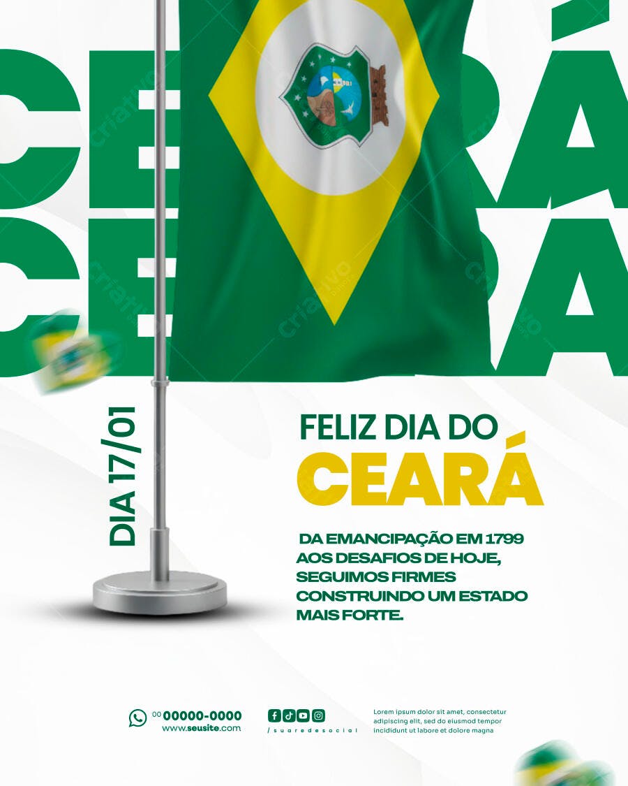 Flyer Comemorativo Dia do Ceará 17/01 PSD Editável
