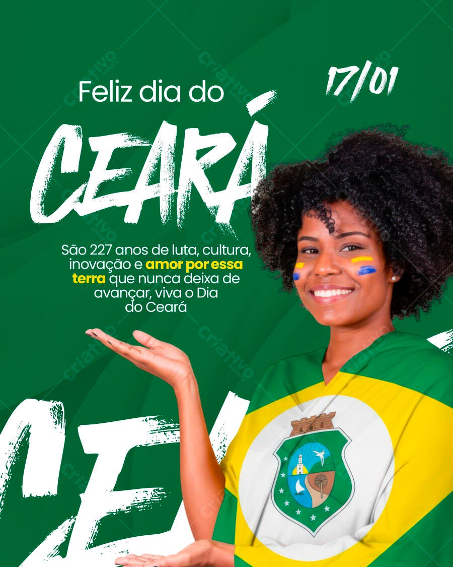 Post Redes Sociais Dia do Ceará 17 de Janeiro PSD Editável