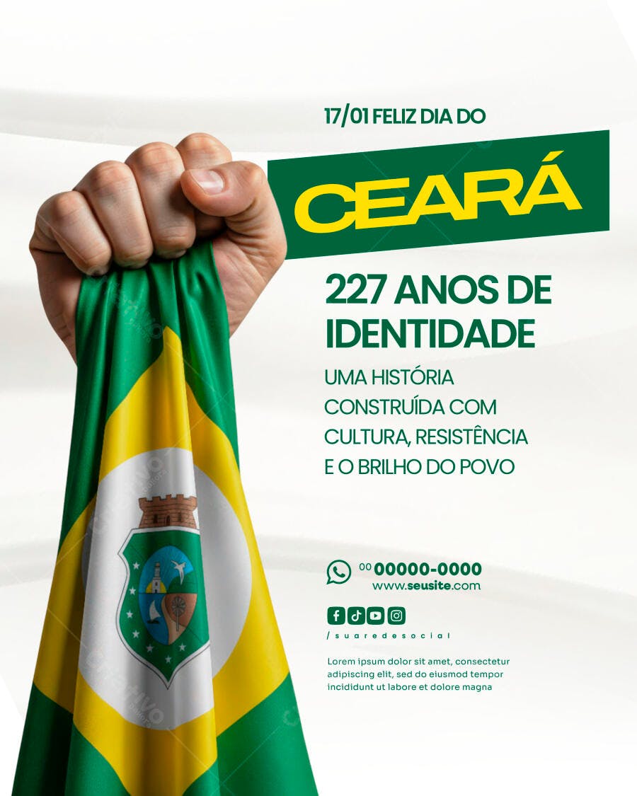 Flyer Social Media para Dia do Ceará 227 Anos PSD Editável
