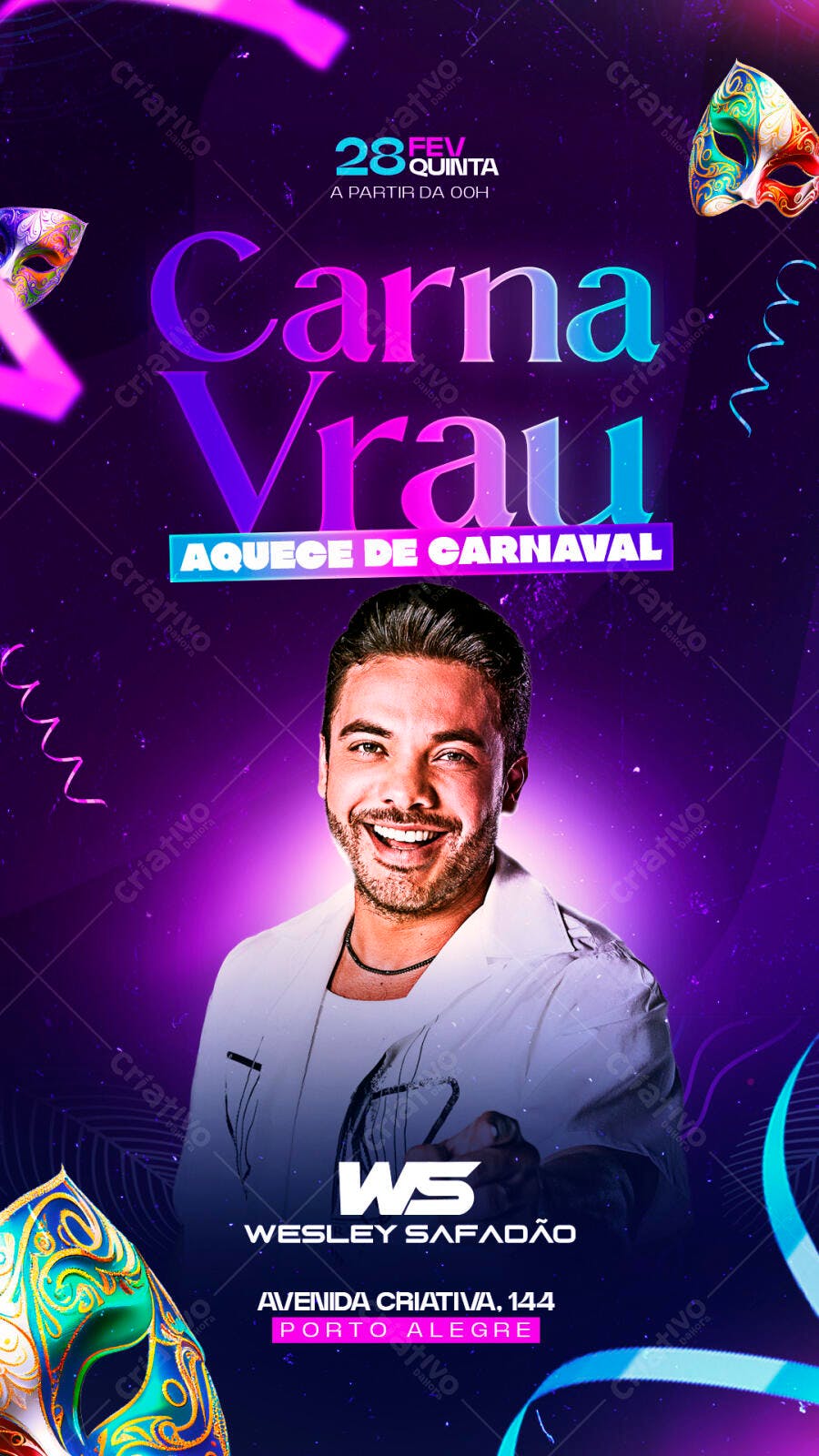 Flyer de Carnaval Wesley Safadão PSD Editável