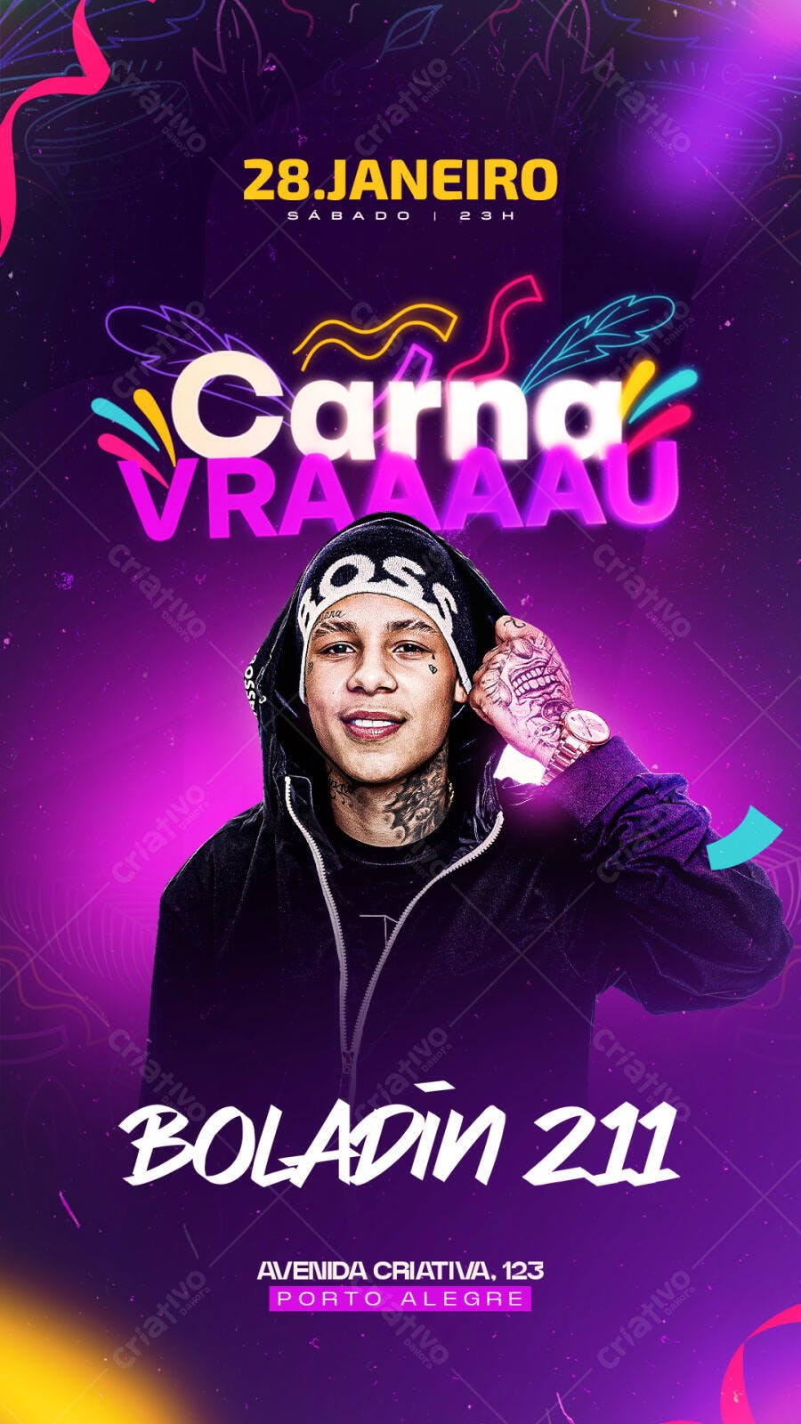 Flyer para Carnaval Boladin 211 PSD Editável