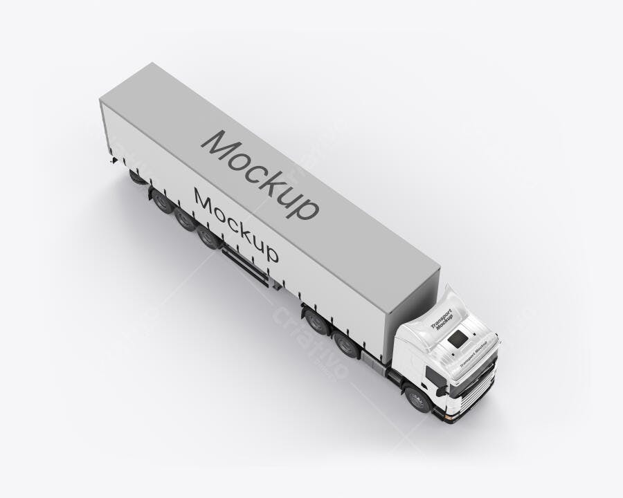 Mockup Caminhão Carreta Branco Realista para Logística e Transporte de Cargas