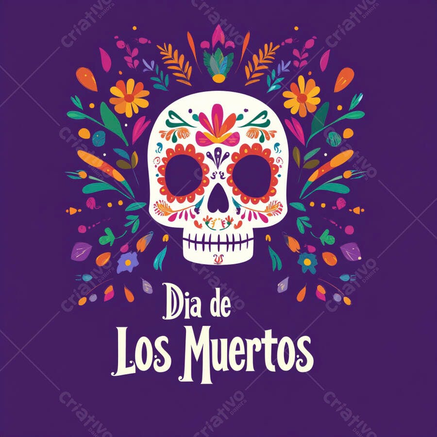 Calavera de açúcar colorida para Dia de Los Muertos festivo