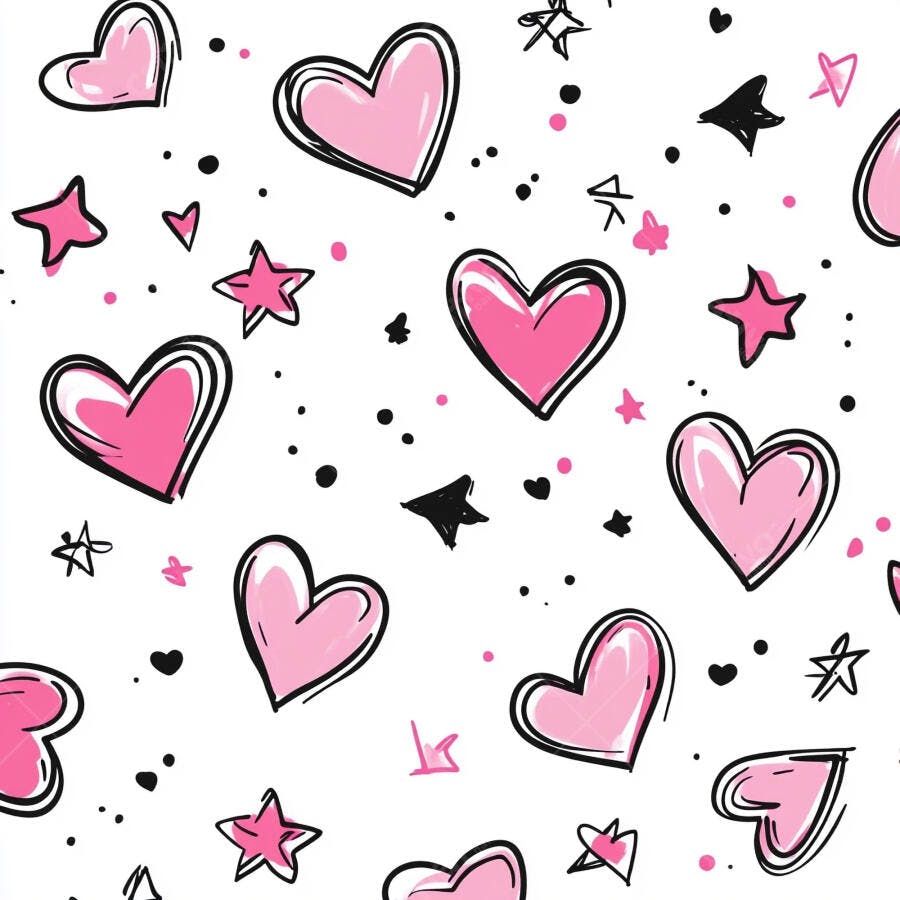 Corações e estrelas rosa padrão sem costura e divertido