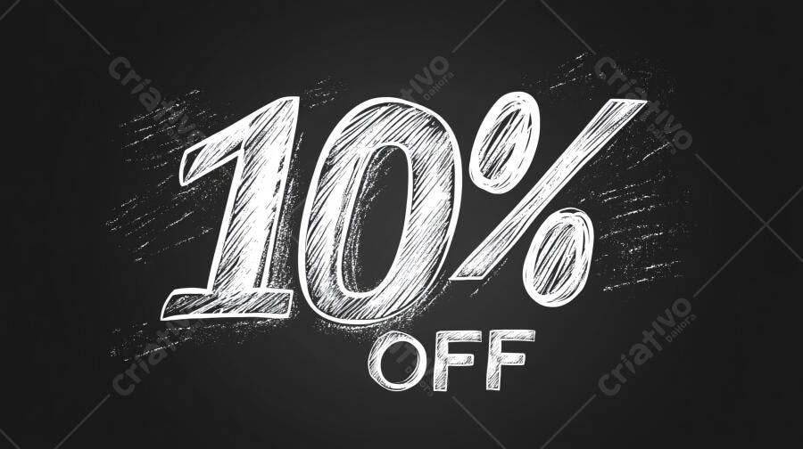 10% OFF escrito em giz em lousa preta para promoção