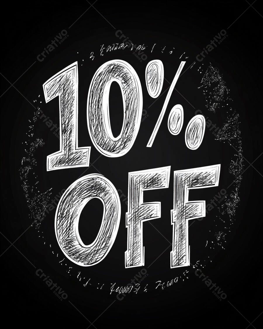 Desconto de 10 por cento off estilo lousa com giz vintage em quadro negro