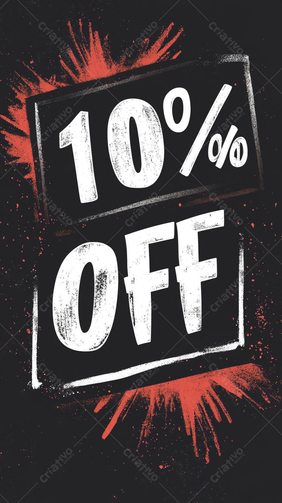 Desconto 10% OFF em fundo grunge preto e vermelho para promoção de venda