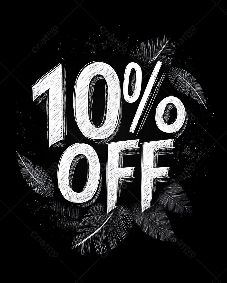 Desconto 10 por cento oferta promocional com letras brancas em quadro negro