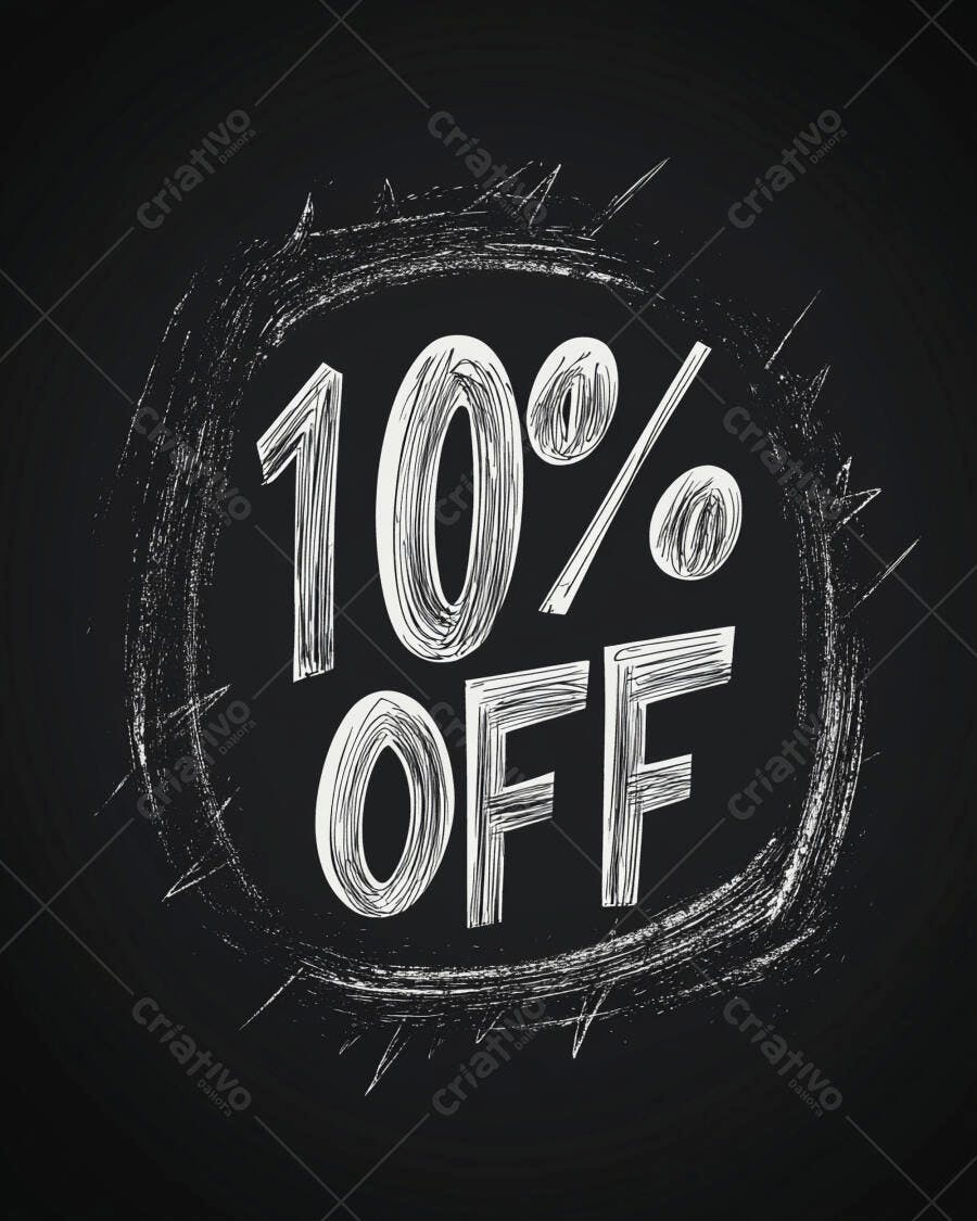 Desconto de 10 por cento oferta estilo quadro negro