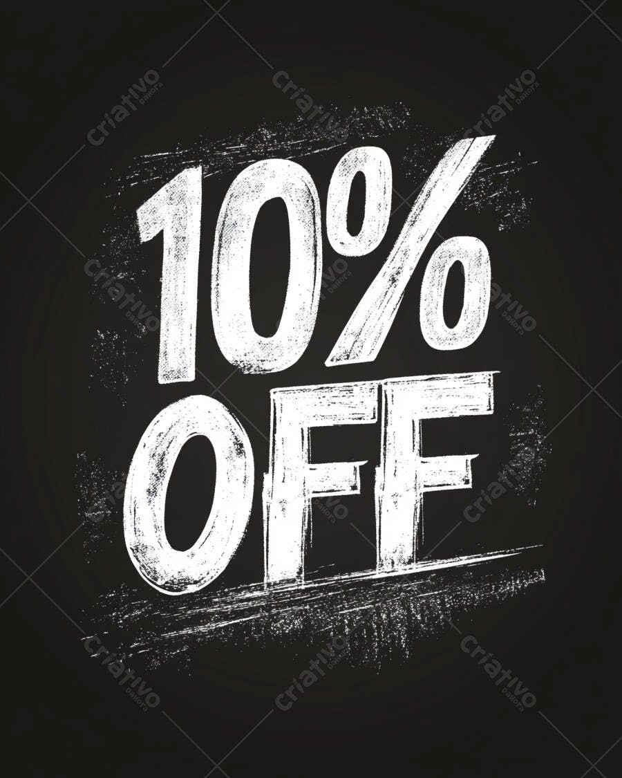 Desconto de 10% OFF em estilo giz no quadro negro
