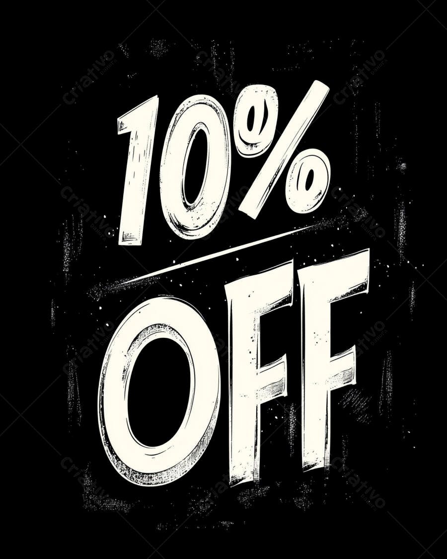 Promoção 10 por cento de desconto estilo grunge fundo preto