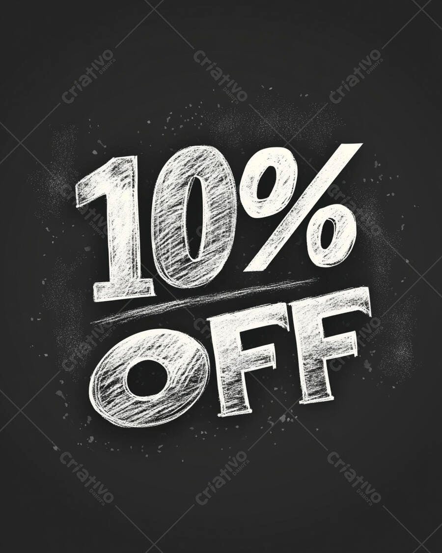 Desconto de 10 por cento OFF estilo giz em lousa escura