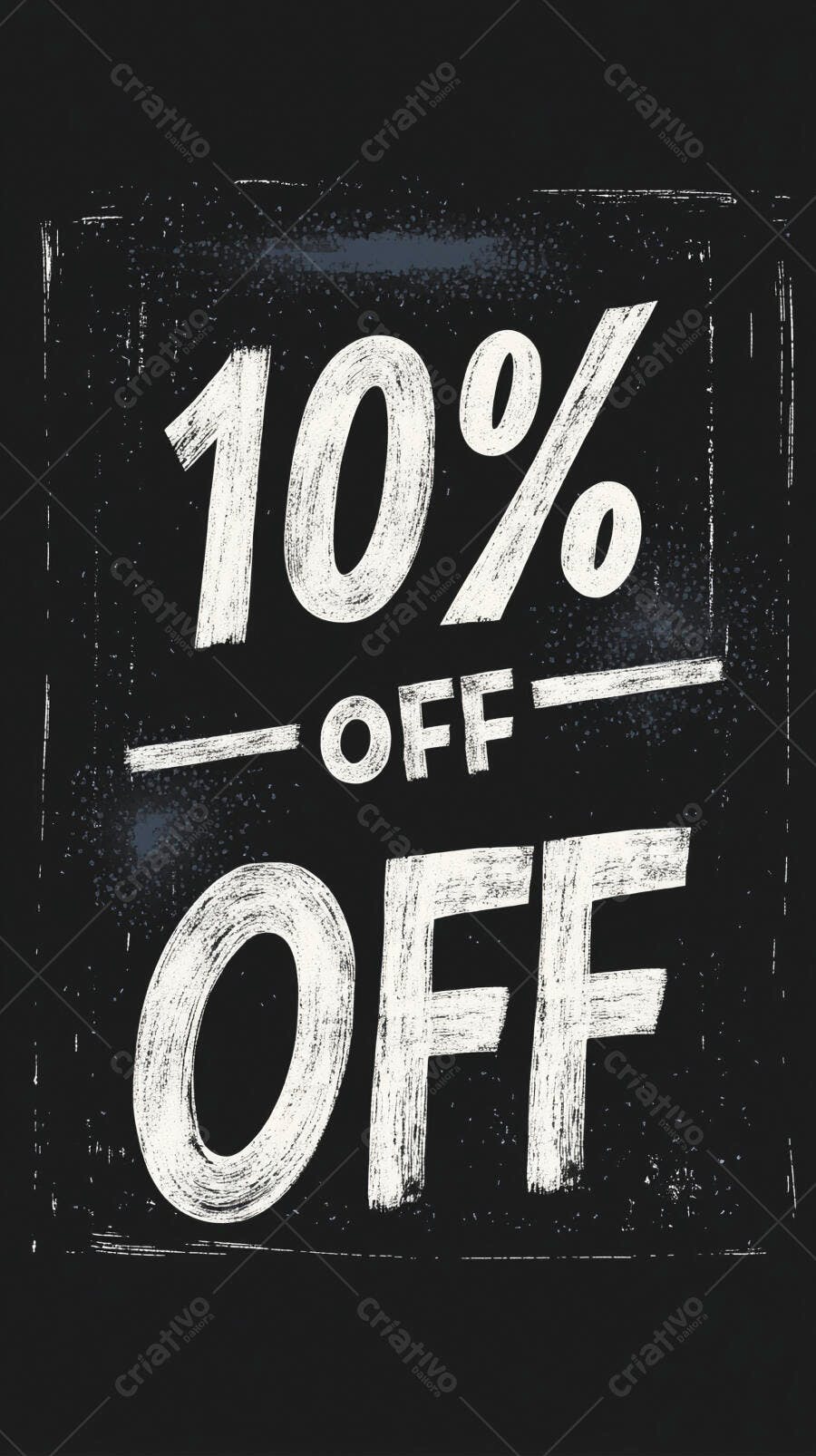 Desconto de 10 por cento placa grunge preta e branca para promoção