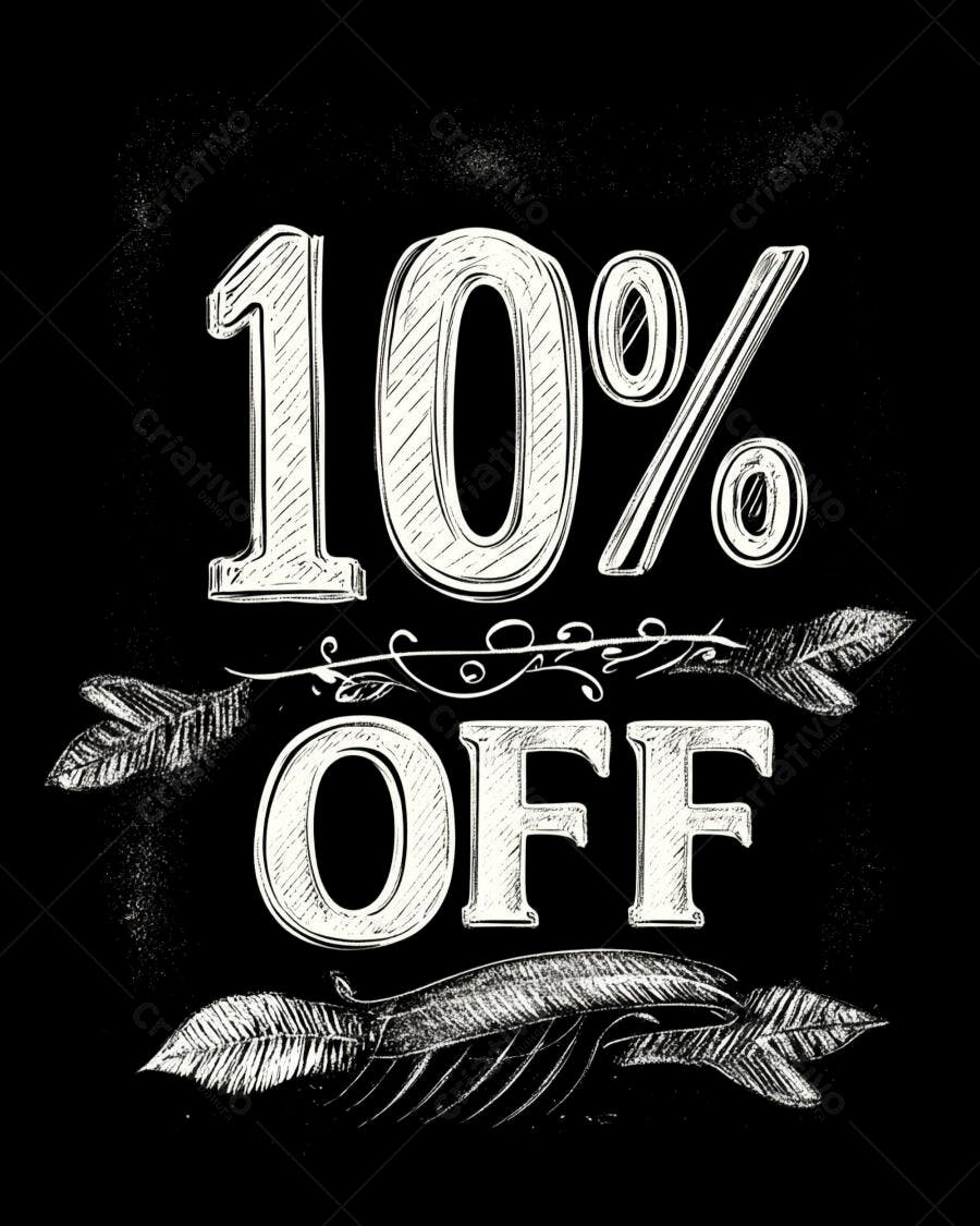 Desconto 10% OFF em estilo quadro negro vintage com setas e penas