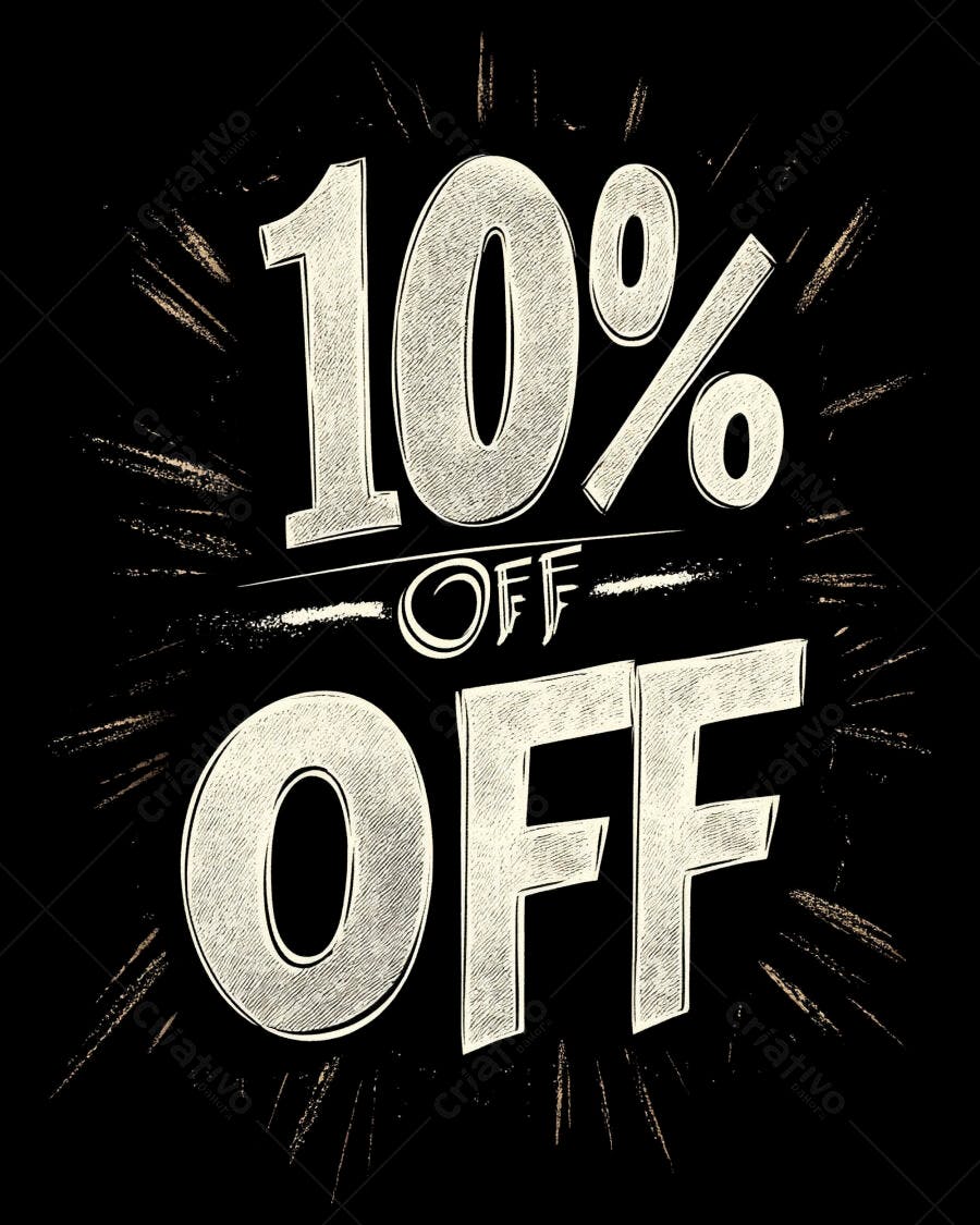 10% OFF promoção de desconto em estilo giz vintage