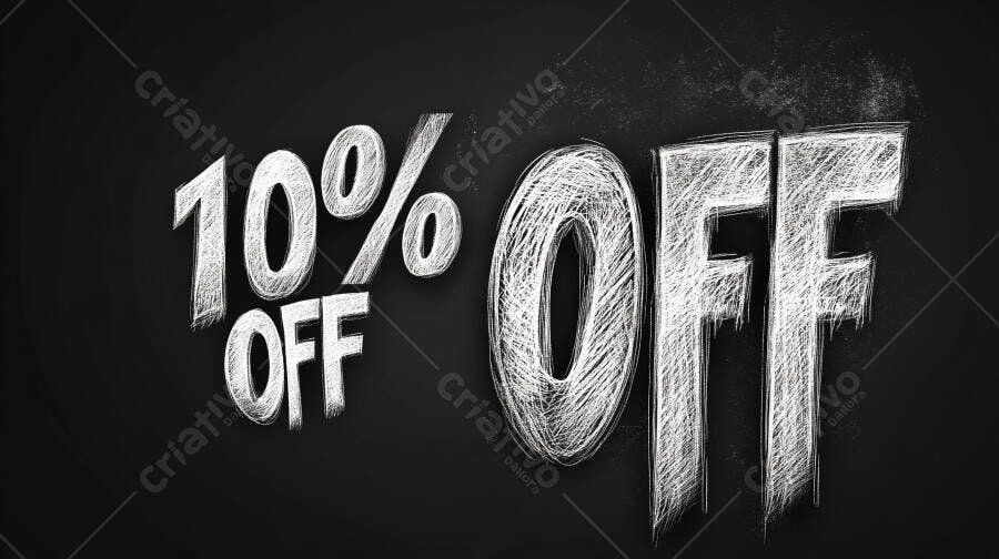 Oferta 10% OFF em estilo giz para promoção de vendas
