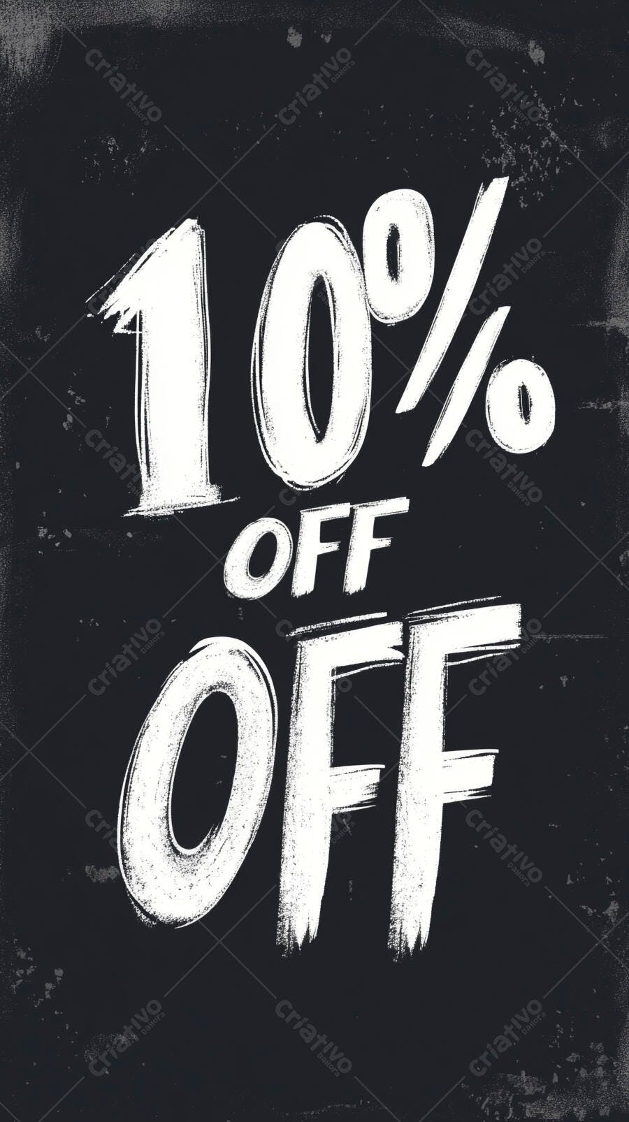 Oferta 10 OFF texto grunge branco em fundo preto