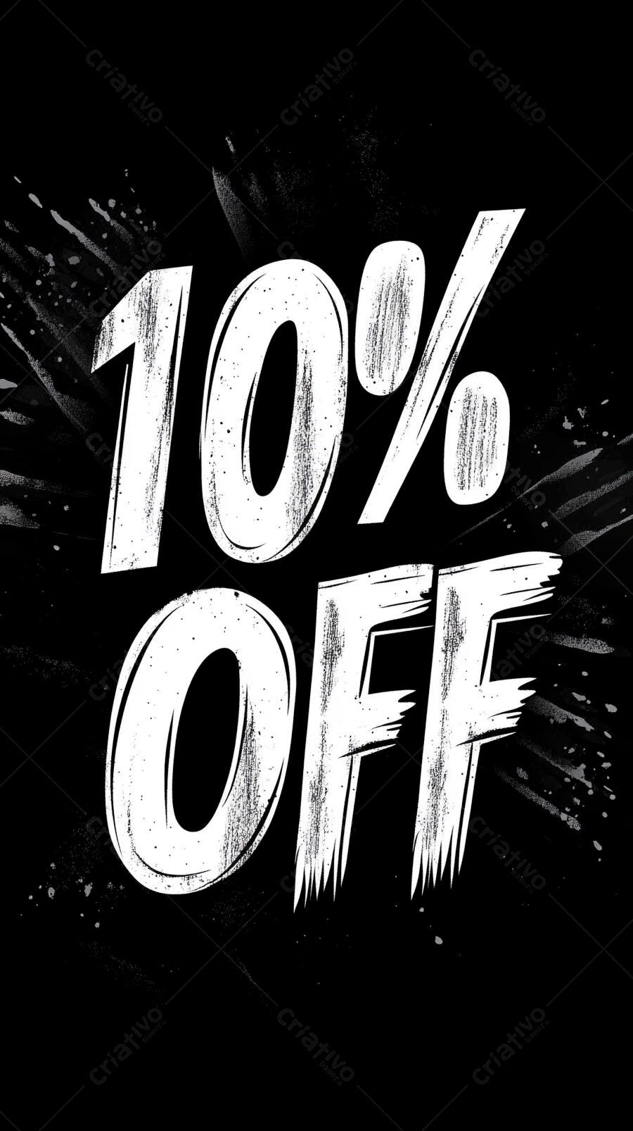 10% OFF promoção com estilo grunge e textura angustiada