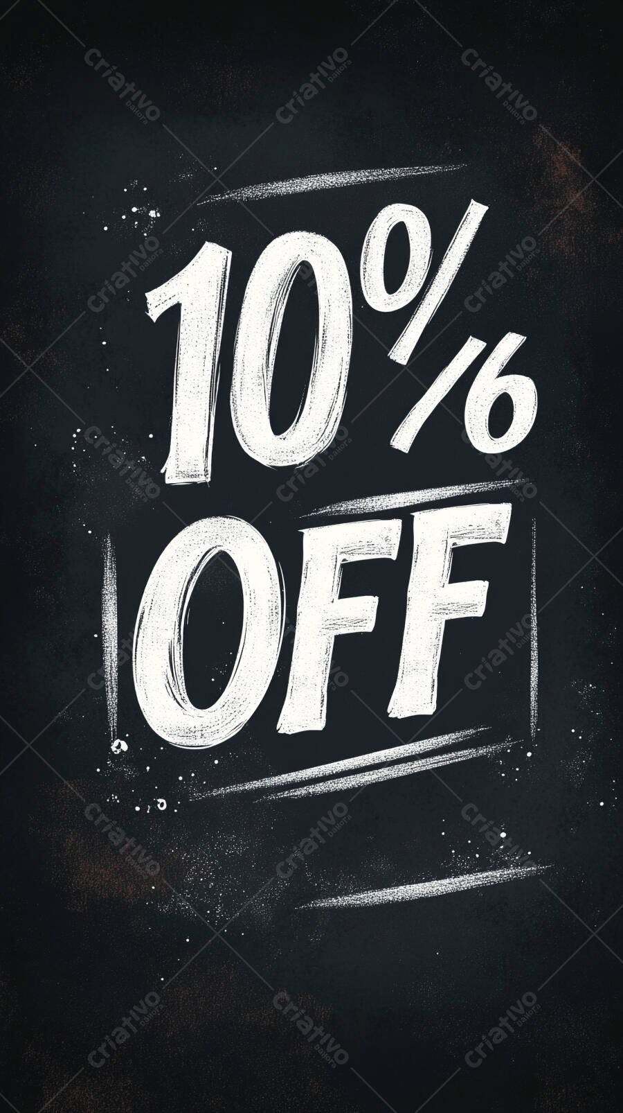 Desconto 10% OFF estilo giz em quadro negro