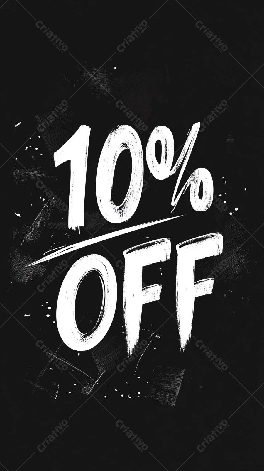 Banner de promoção 10% OFF com textura grunge em fundo preto