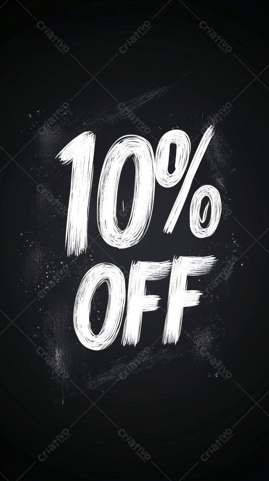 Desconto 10% OFF texto branco de giz em quadro negro